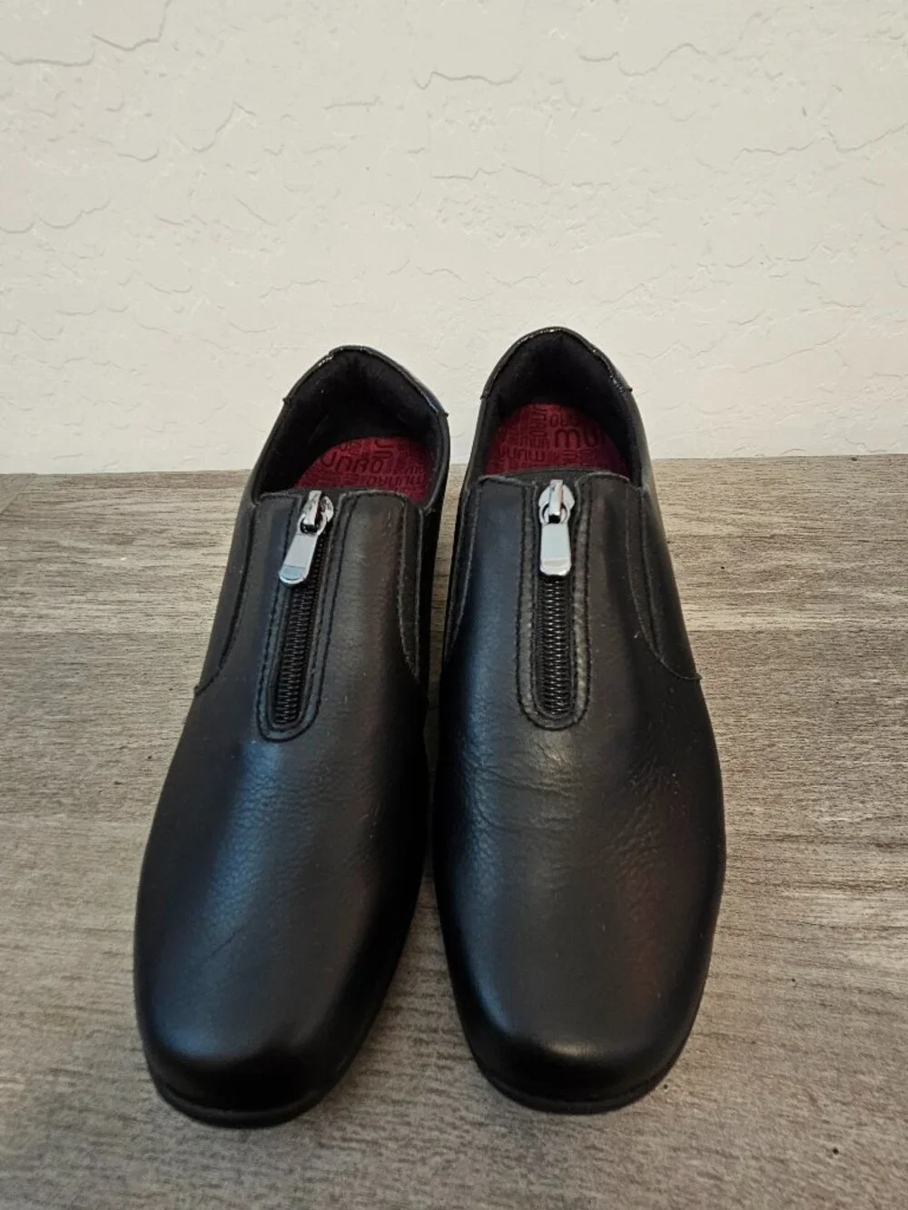 Munro Berkley Black Leather Front Zip Comfort Loafers Shoes - Size 8.5 M